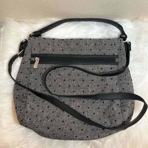 thirty-one Handbags - Thirty-One Grey Polka Dot Crossbody Bag Purse